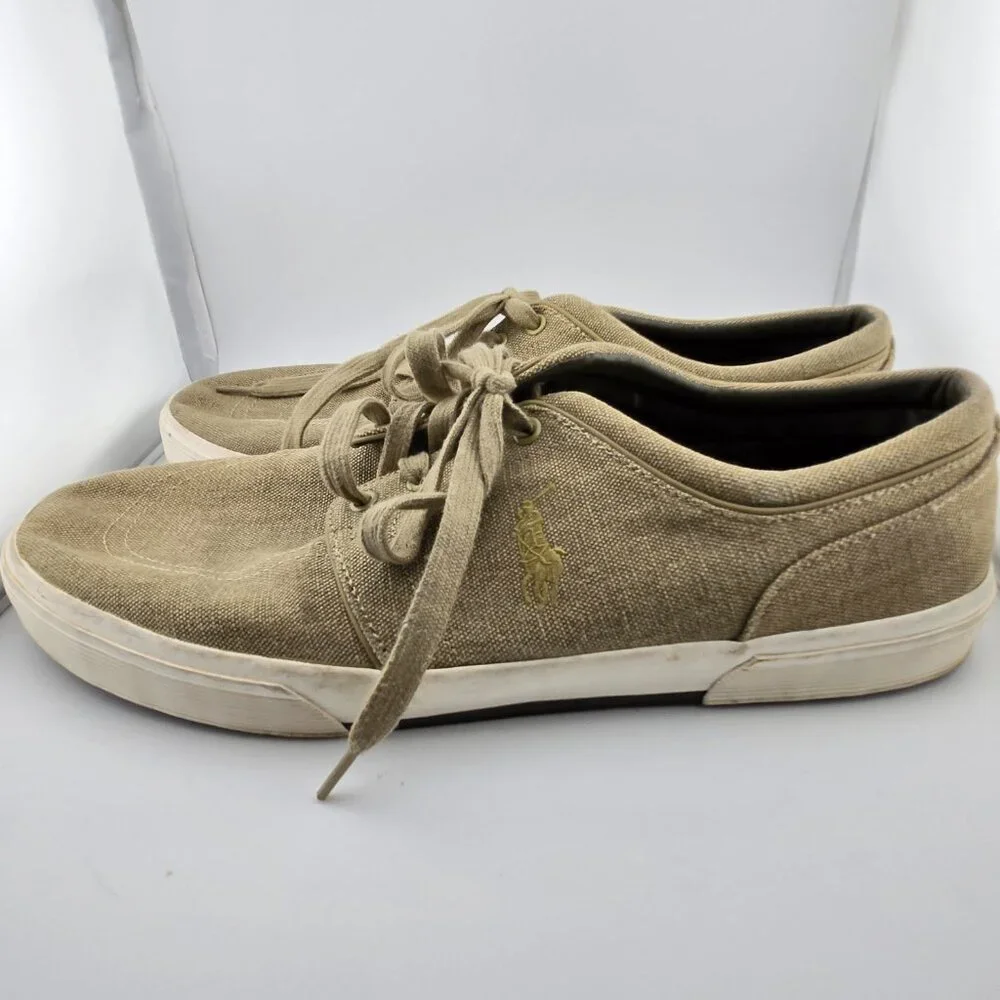 Polo Ralph Lauren Faxon Low Men’s 15D Tan Canvas Lace Up Sneakers